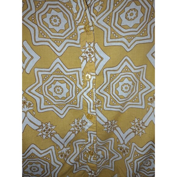 TeX by Max Azria Womens XL Boho Geo Button Front Peplum Tie Waist Blouse Top (Fl - Picture 5 of 5